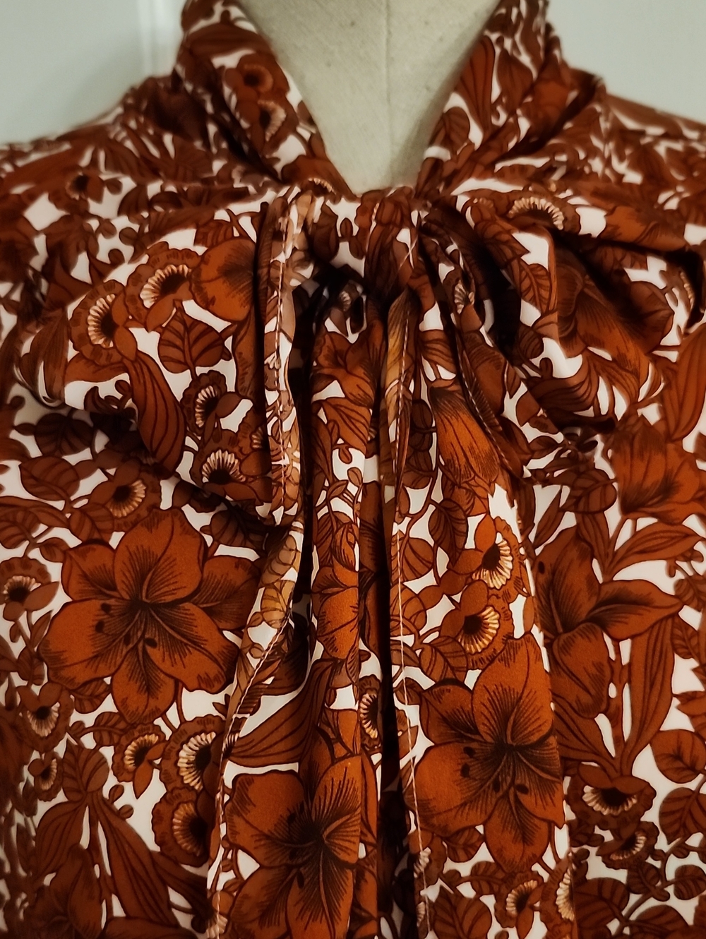 Ann Taylor Floral Long-Sleeve Shirt - Rust